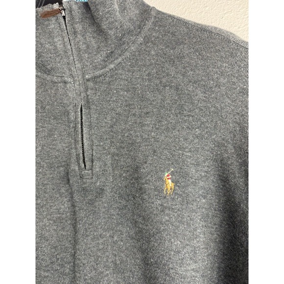 Polo Ralph Lauren Mens XL Grey Estate Rib 1/4 Zip Long Sleeve Pullover Sweater - Picture 4 of 8